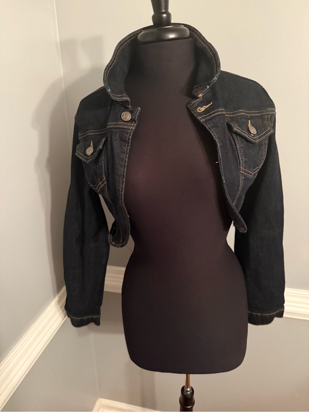 Fashion Nova Dark Indigo Cropped Denim Jacket